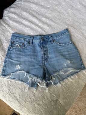 Levi's Light Blue Distressed Cutoff Denim Shorts